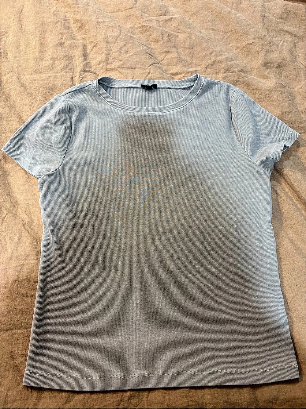 Women’s Express Essential Fitted Ribbed Crew Neck Short Sleeve Tee Gray Large